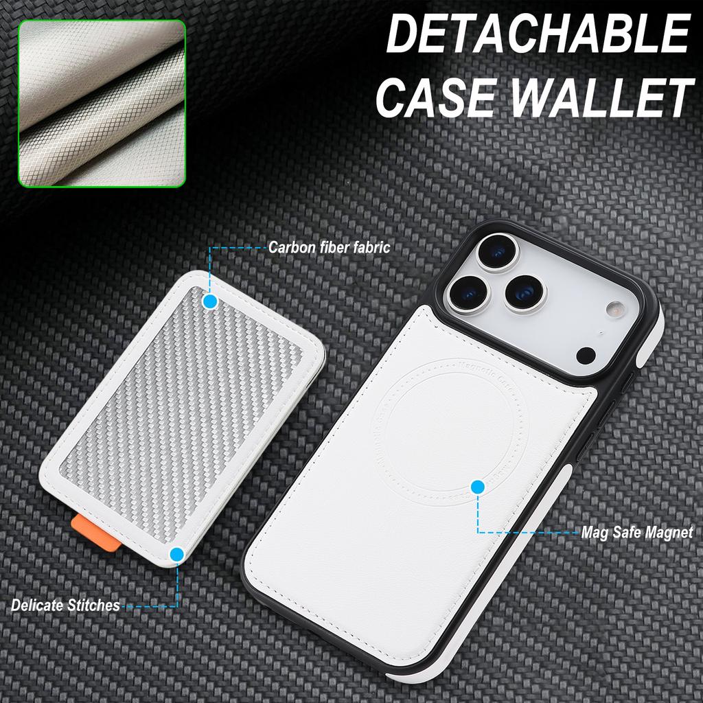 2 in 1 Detachable Carbon Fiber Magnetic Cards Solt Case For iPhone 17 Pro Max 16 Plus 15 14 13 12 Shockproof RFID Stand Cover