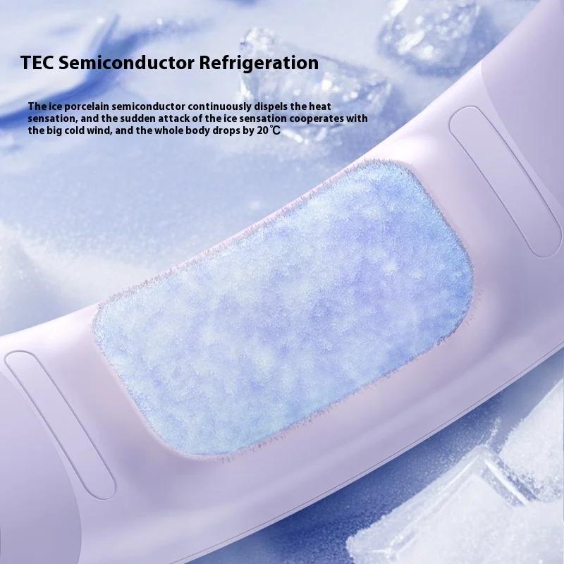 Newest Portable Battery Rechargeable Camp Hands Free Neck Fan Mini Wearable Hanging Neck Cooling Fan for Outdoor Motion Travel