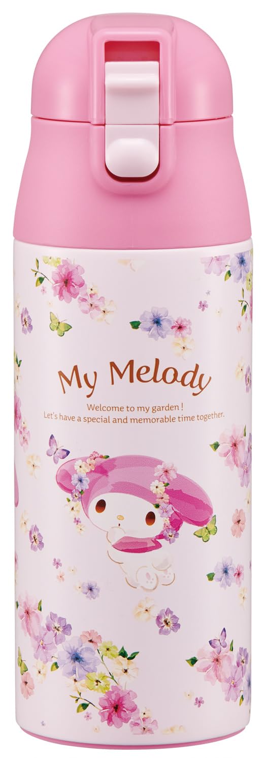 Термокружка-бутылка для скейтера 360 мл из нержавеющей стали с горячим и холодным напитком, Sanrio My Melody, Пастельная, Яркая, Акварельная, Цветочный, Термоизоляция, Дизайн, Рисунок, SDPC4-A