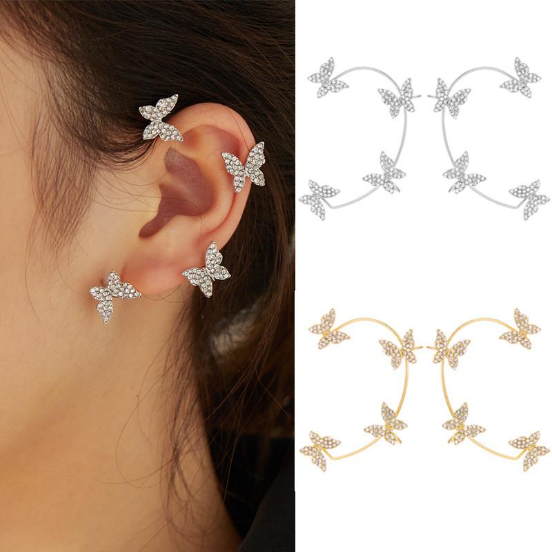 Butterfly Ear Climber Earrings Copper Alloy Sophisticated Nonpierced Jewelry