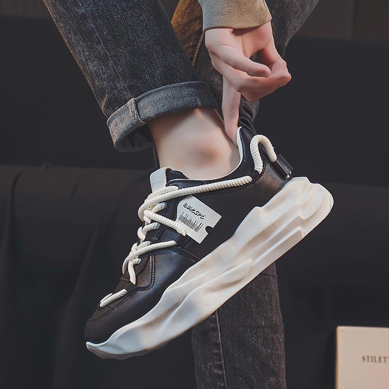 Thick baseplate shoes men's spring new heightening shoes fashion versatile trend low-top shoes men's shoes white shoes