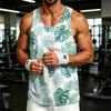 Men's Casual Hawaiian Print Outdoor Sports Tank Top Sleeveless Round Neck Summer Beachwear Lightweight Breathable Fabric