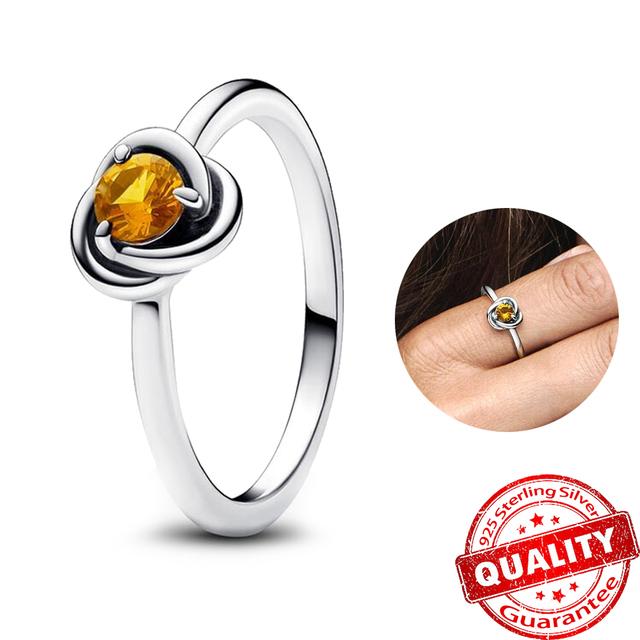 Neu S925 Sterling Silber Fingerring 12 Monat Birthstone Eternity Kreis Ringe Edlen Schmuck Geburtstagsgeschenk