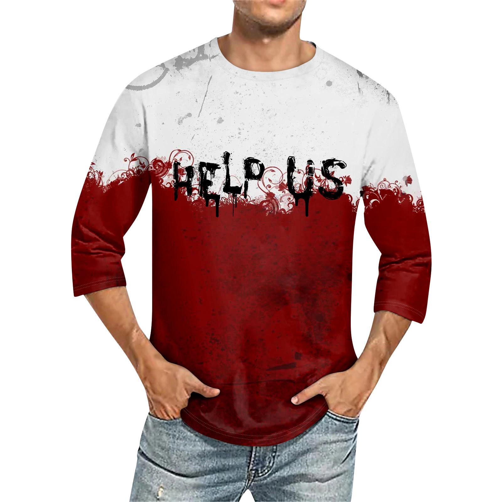 

Мужская повседневная модная футболка с круглым вырезом и рукавом три четверти XXXXL