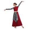 Kids Praise Dance Costume Mock Neck Long Sleeve Printed Asymmetrical Drape Hem Back Zipper Dress for Liturgical Worship Performance