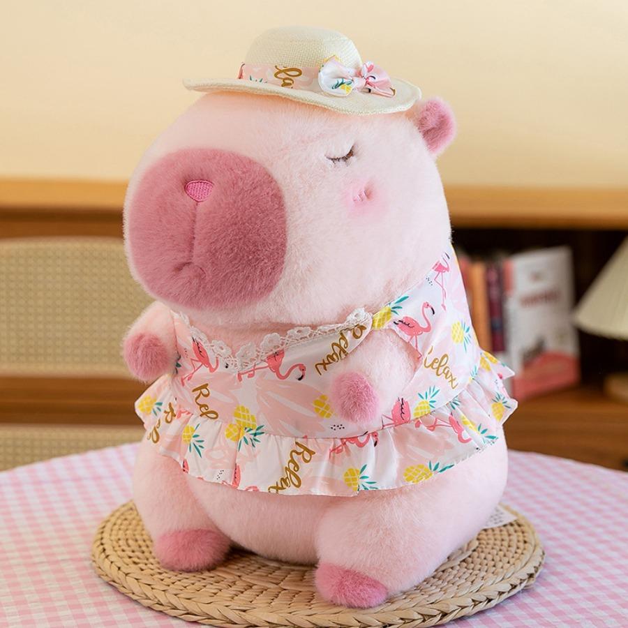 Yellow Duck Swim Ring Capybara Plush Toy Cute Simulation Beachwear Capibara Kawaii Stuffed Animal kapibala Birthday Travel Gifts