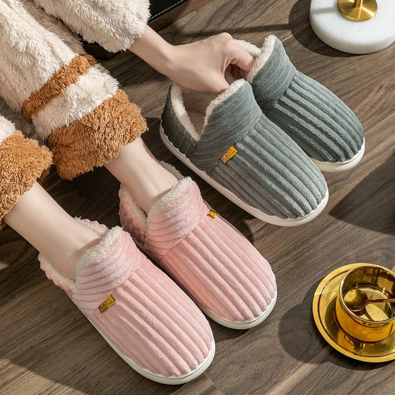 Fashion Crestar Winter Plush Slippers For Women New Comfort Keep Warm Home Cotton Shoes Outdoor Simple Solid Color Adult Casual Slippers