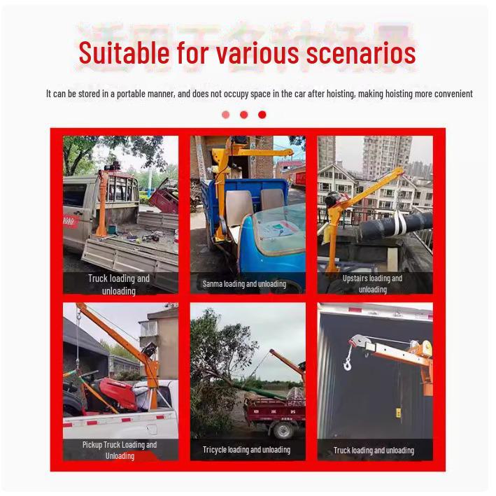 Small rotating crane rack for vehicles, ideal for outdoor decoration and construction.