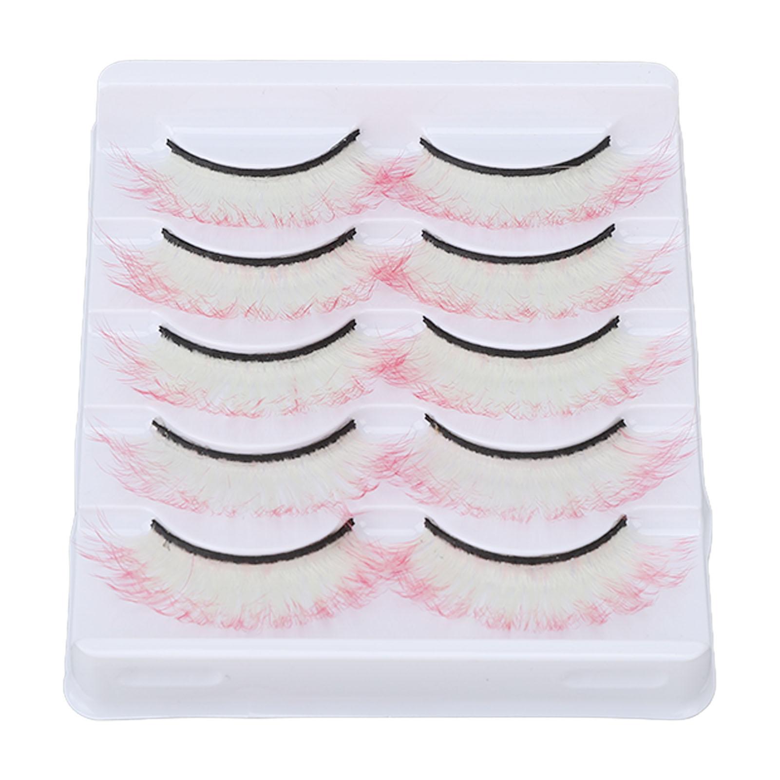 

5 Pairs False Lashes Reusable Soft Gradient Colored Fake Eyelashes for Cosplay Party Stage Performance