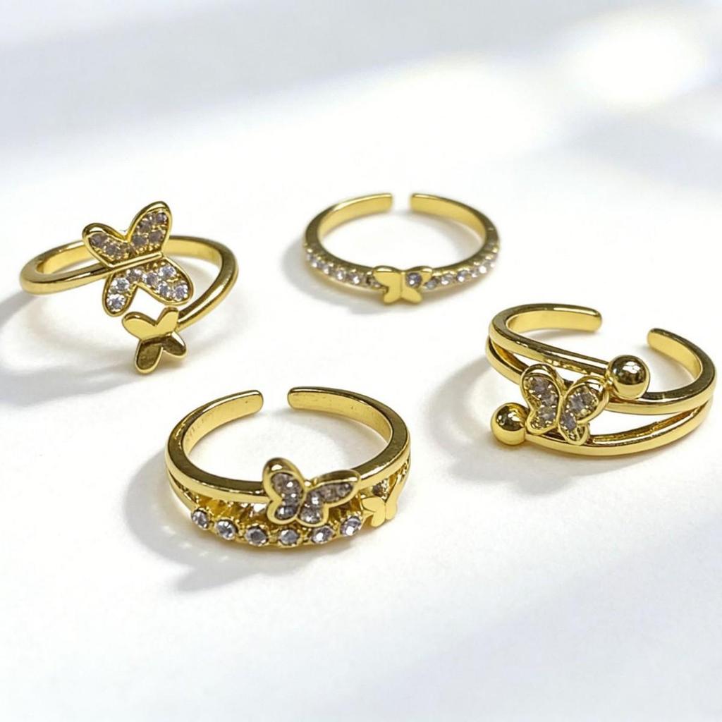 Butterfly Series Gold Open Ring - Women's Fashion Jewelry Index Finger Ring