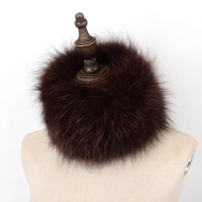 Echter Fuchsfellschal Handgestrickter Pelz-Nackenschal Winter Elastisches Stirnband Pelzschal Plüsch Warm Dicke Nackenwärmer