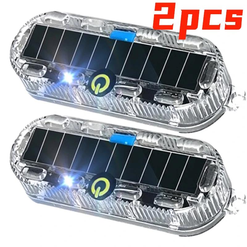1/2pcs Wireless LED Solar Strobe Light Waterproof for Motorcycle Car Bike Truck Anti-collision Warning Light Signal Lamp