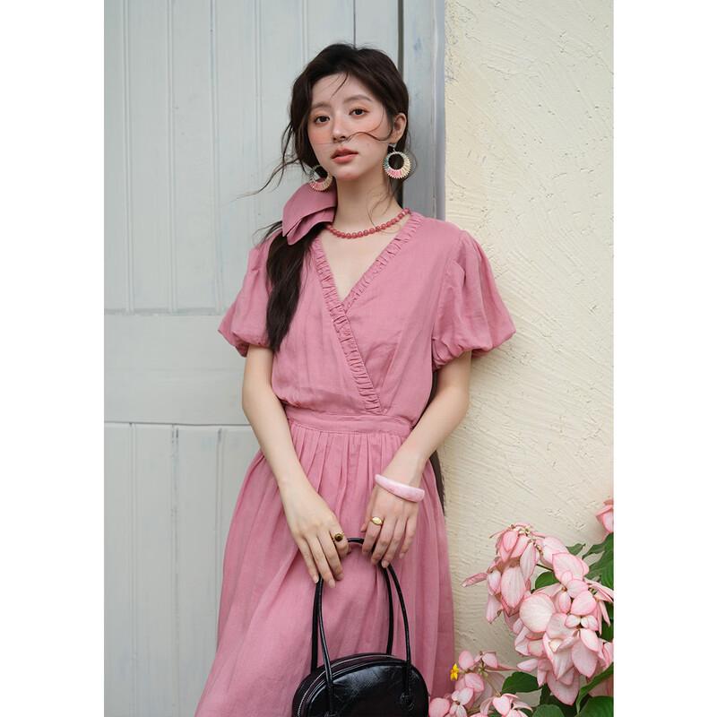 Women's V-Neck Mid-Length Dress
