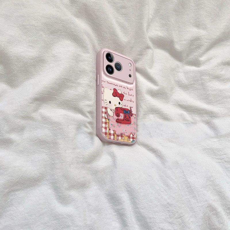 Tailor Hello Kitty Leather Pattern Apple 17promax Mobile Phone Case New iPhone16 Women's Autumn and Winter Drum Bag Anti-drop Case