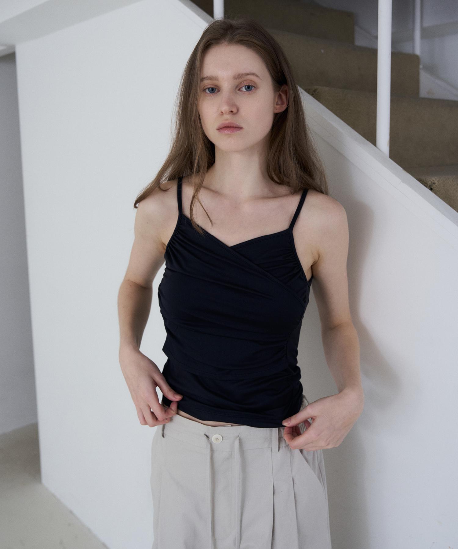 From Wear Shirred Wrap Sleeveless Top Black Free/Free