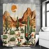 Desert Cactus Shower Curtain, Bathroom Decorative Shower Curtain, Waterproof Shower Curtain with Hooks