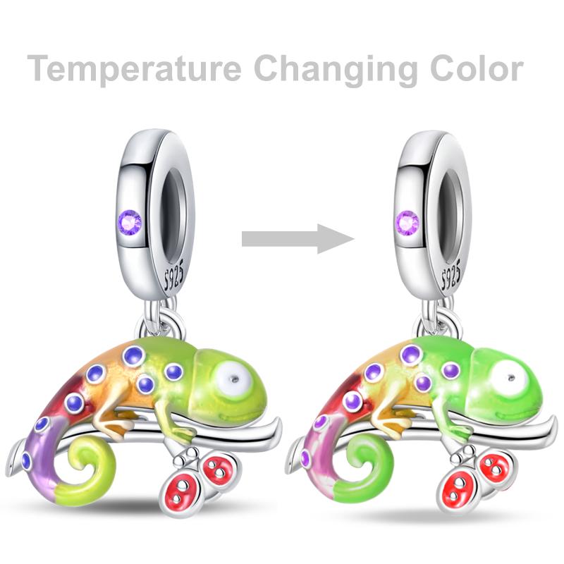 Copper Summer Night Firefly Charms Beads Chameleon Cooling Seaboat Dangle Fit Original Bangle Bracelet Diy Jewelry