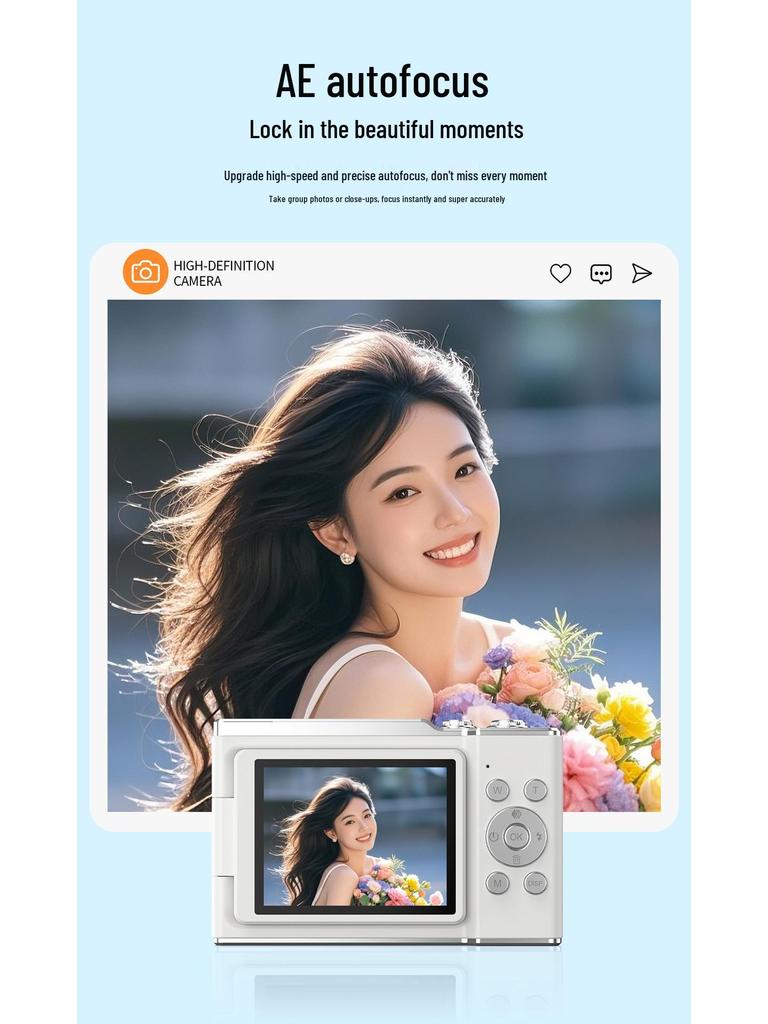 Retro 5K HD Flip Screen Mirrorless Camera for Outdoor Shots and Student Selfies