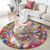 Magical Cat Round Area Rug,Carpet Rug for Living Room Bedroom Sofa Playroom Decor,Non-slip Floor Mat