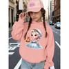 Ein süßes Herbst-Kapuzensweatshirt für Mädchen, ein rosa Oberteil mit Aufdruck eines weißen Feenmädchens und ein süßer Kinder-Kapuzenpullover
