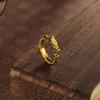 Adjustable Open Ring Men Women Vintage Bronze Gold Plated Dragon Motif Geometric Statement