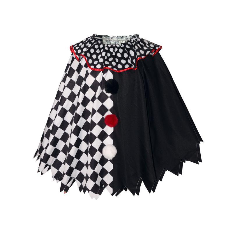 Horror Clown Cosplay Costume Halloween Women's Black and White Cloak Masquerade Adult Cosplay Role-Playing Costume