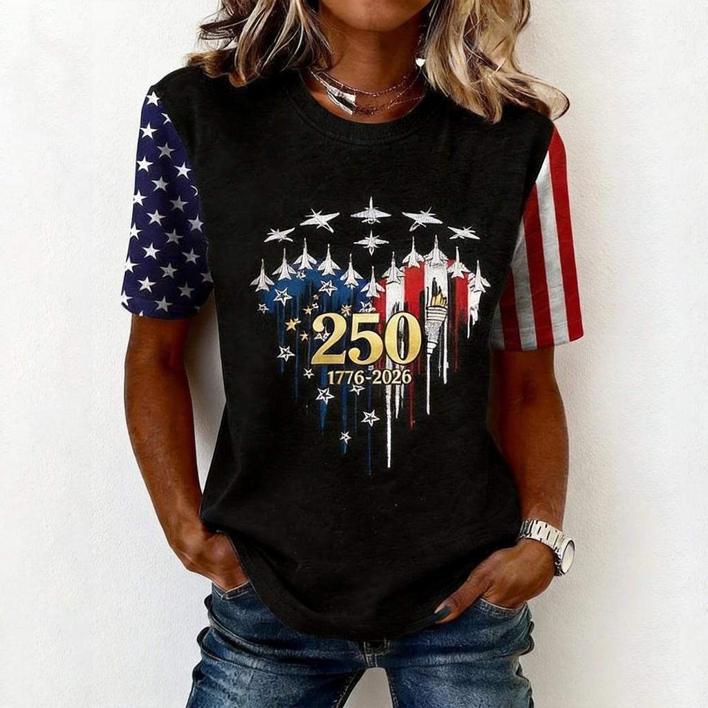 Women's Casual And Fashionable Short-sleeved Printed T-shirt Top