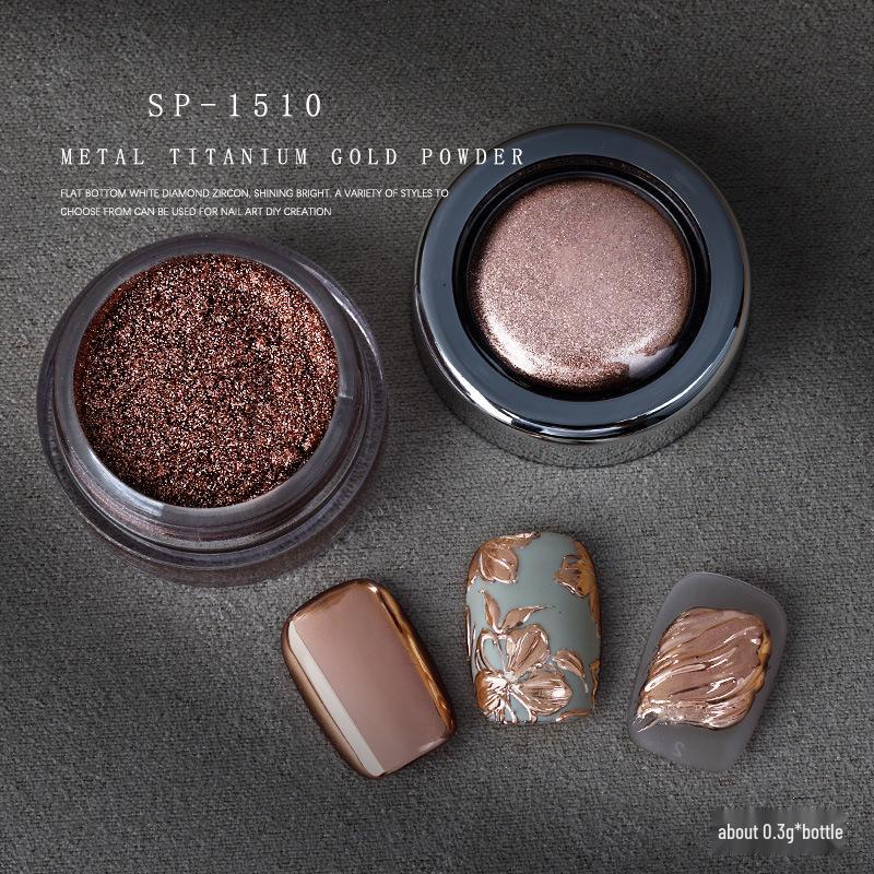

High-Gloss Titanium Gold Mirror Nail Powder - Rose Gold, Silver, Autumn Leaves Glitter