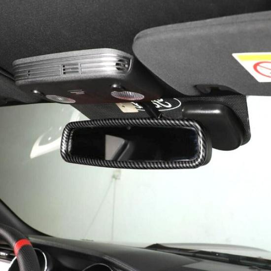 For 2015- Ford Mustang Carbon Fiber Interior Rearview Mirror Trim Ring Cover