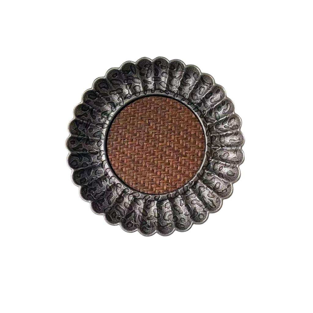 Weaved lotus tea cup coaster, vintage alloy coaster, heat-resistant tea cup coaster, suitable for home and office use