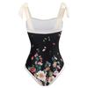 2Pcs/Set Women Printing Monokini with Skirt Sling Bandeau One-Piece Hot Spring Swimsuit with Beach Cover Up