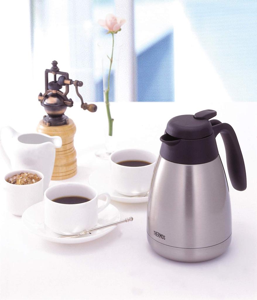 Thermos Stainless Steel Pot, 1.0L, Stainless Steel Black, TGS-1000 SBK