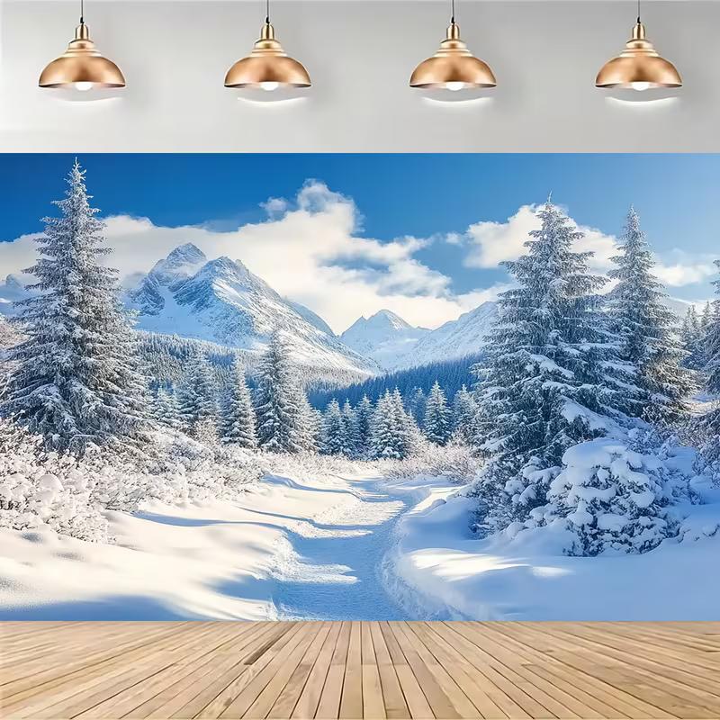 2D Scenic Winter Mountain Backdrop for Kids & Adult Studio Shoots