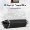 Motorcycle Exhaust Pipe for CBR650, Z400, MT07, R3 - HF Diamond Carbon Fiber Tail