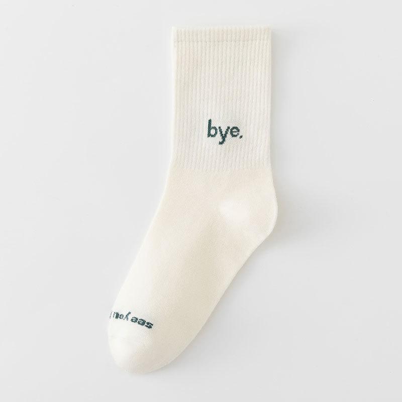 Men's Spring and Autumn Trend Is All Kinds of Letter Sports Sweat Absorbing Breathable Cotton Socks