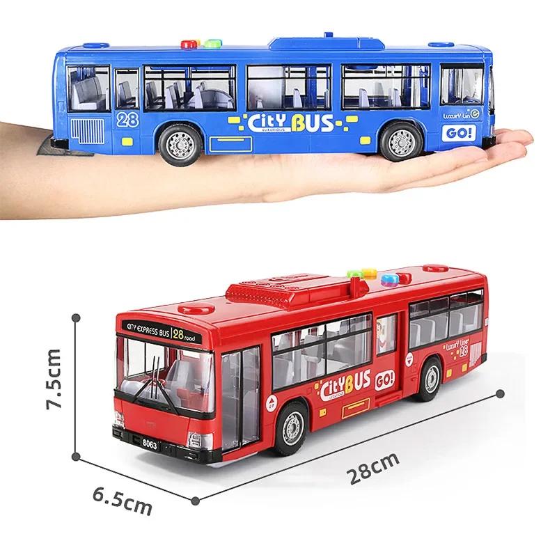 High Quality Simulation Bus Large Size Drop-resistant Light Music Inertia Bus Model Pull Back Car Educational Toys Gifts for daily use