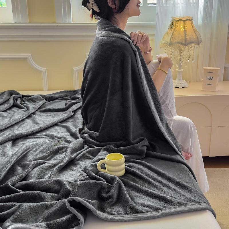 Thick Milk Fleece Flannel Shawl - Spring/Fall Air-Conditioning or Nap Blanket