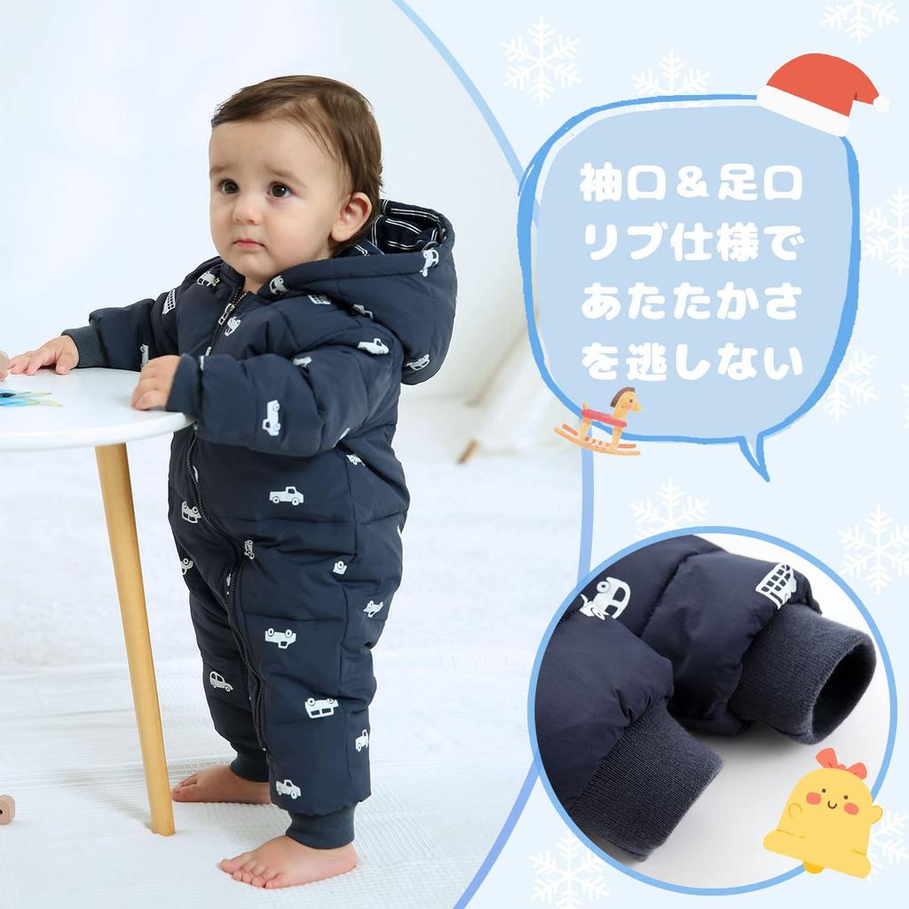 Baby Nest Baby Clothes Jumpsuit Coverall Car Long Sleeve Romper with Hood for Fall and Winter for Boys and Kurua Ages Months Use, Girls, Navy, 6-9