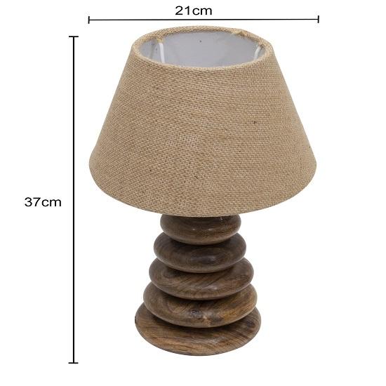 Wood Table Lamp French Country Rustic Bedside Desk Nightstand Lamp for Bedroom Living Room Office (Walnut Multi-Pebble, BrownJute)