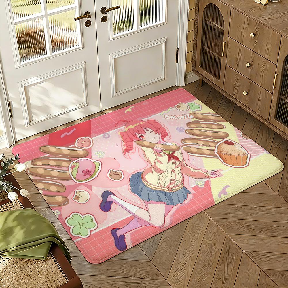 K-Kasane Teto Pink American Floor Mat Soft Thickened Absorbent Non-Slip Bedroom Living Room Door Mat Home Decor Flannel Rugs