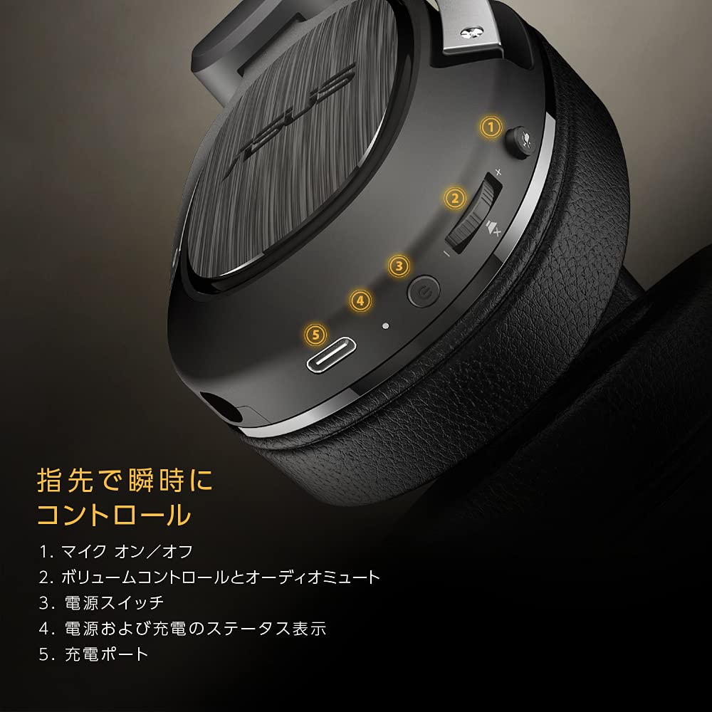 ASUSTek TUF Gaming H3 Kabelloses Gaming-Headset für mit leichtem Design PS5/PS4/PC/Switch/Smartphones, 2,4 GHz Wireless/Typ-C/USB 2.0, Mikrofon,