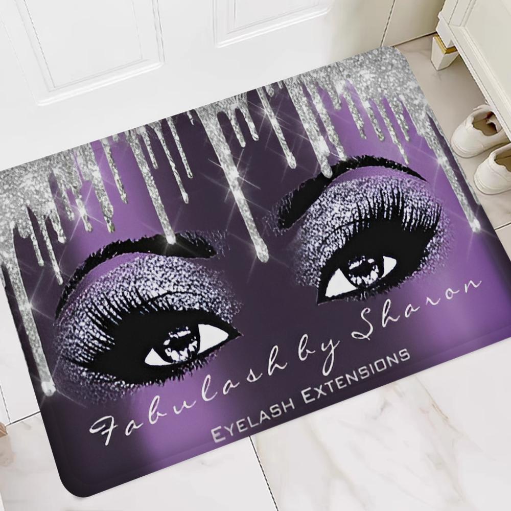 Rose Golden Glitter Eyelash Hallway Carpet Washable NonSlip Living Room Sofa Chairs Area Mat Kitchen Doormat Area Rug