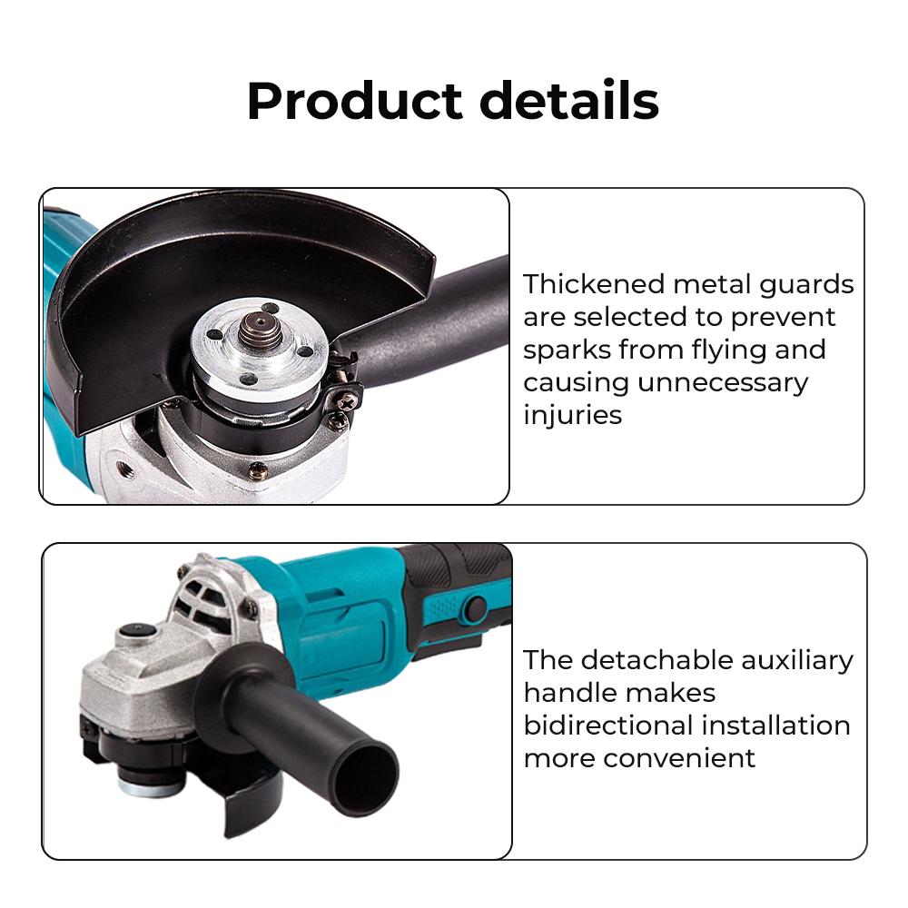 1000W 100MM/125MM Brushless Electric Angle Grinder 3 Speeds Adustable Cordless Angle Grinder Cutting Machine For Makita 18V-21V