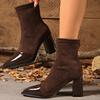 Autumn Winter Women Sock Ankle Boots Fashion Comfortable Square Heel Ladies Shoes Elegant Keep Warm Short Booties Women Footwear