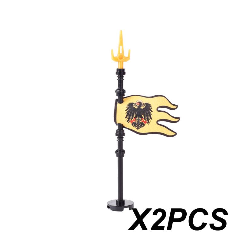Middle Ages Empire Flag Pole Building Blocks Military Castle Lion Teutonic Knight Soldier Figures Roman Warrior Sheild Brick Toy