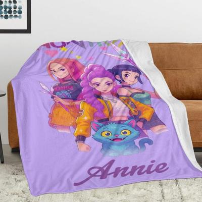 K-POP Decke mit individuellem Namen D-Dämon H-Jäger Personalisierte Geschenk für Mädchen Büro Camping Nickerchen Freizeit Heimdeko Geburtstagsgeschenk