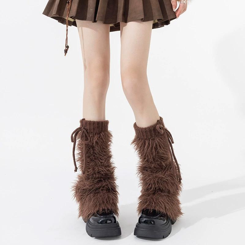 1 Pair Imitation Mink Harajuku Socks Boots Stocking Thickened Leggings Winter Boots Cover Lolita Furry Leg Warmers