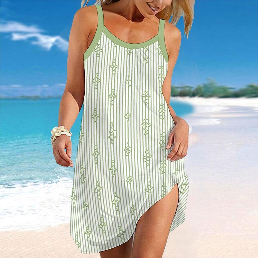 Women's Beach Dress Mini Dress Floral Hem Print Casual Modern Dress Sleeveless Loose Fit Outdoor Daily Summer