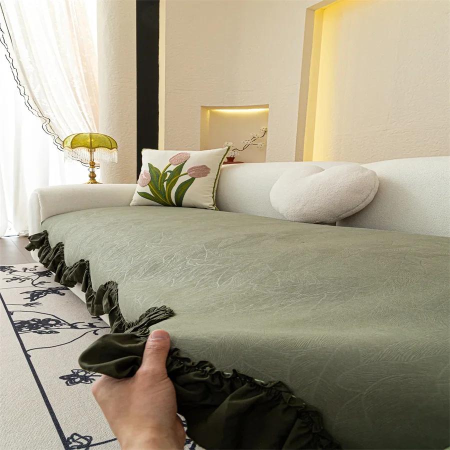 Special-Shaped Sofa Cushion New Four Seasons Universal Non-Slip High-End Sense Cushion Straight Row Sofa Cover Cover