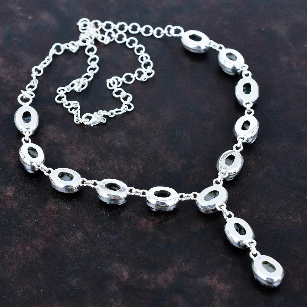 White buffalo turquoise necklace natural gemstone jewelry 925 sterling silver necklace adjustable chain necklace handmade necklace for gifts